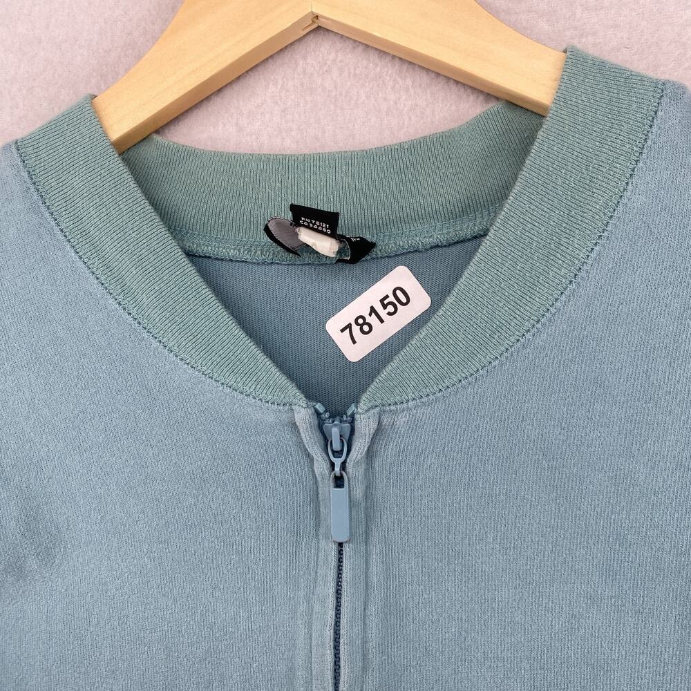EILEEN FISHER Jacket L Heavy Brushed Jersey Cotton Track Full Zip Blue VTG - Picture 13 of 13